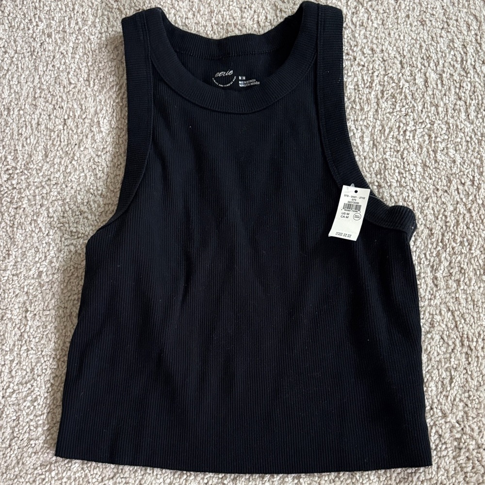 Aerie Black Ribbed Tank Top